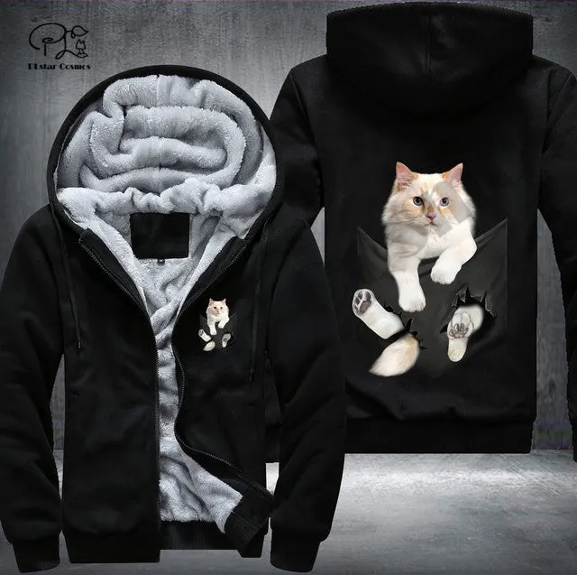 Pet -in -Pocket Dog Lover 3D-printed Fleece Zipper Hoodie