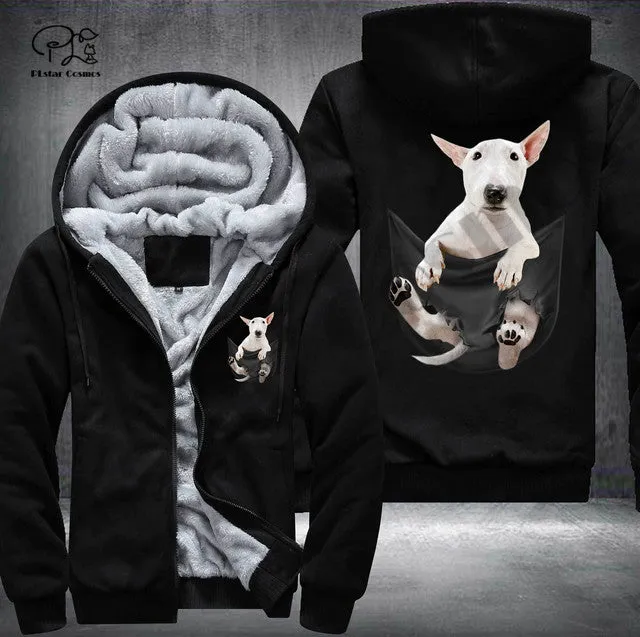 Pet -in -Pocket Dog Lover 3D-printed Fleece Zipper Hoodie