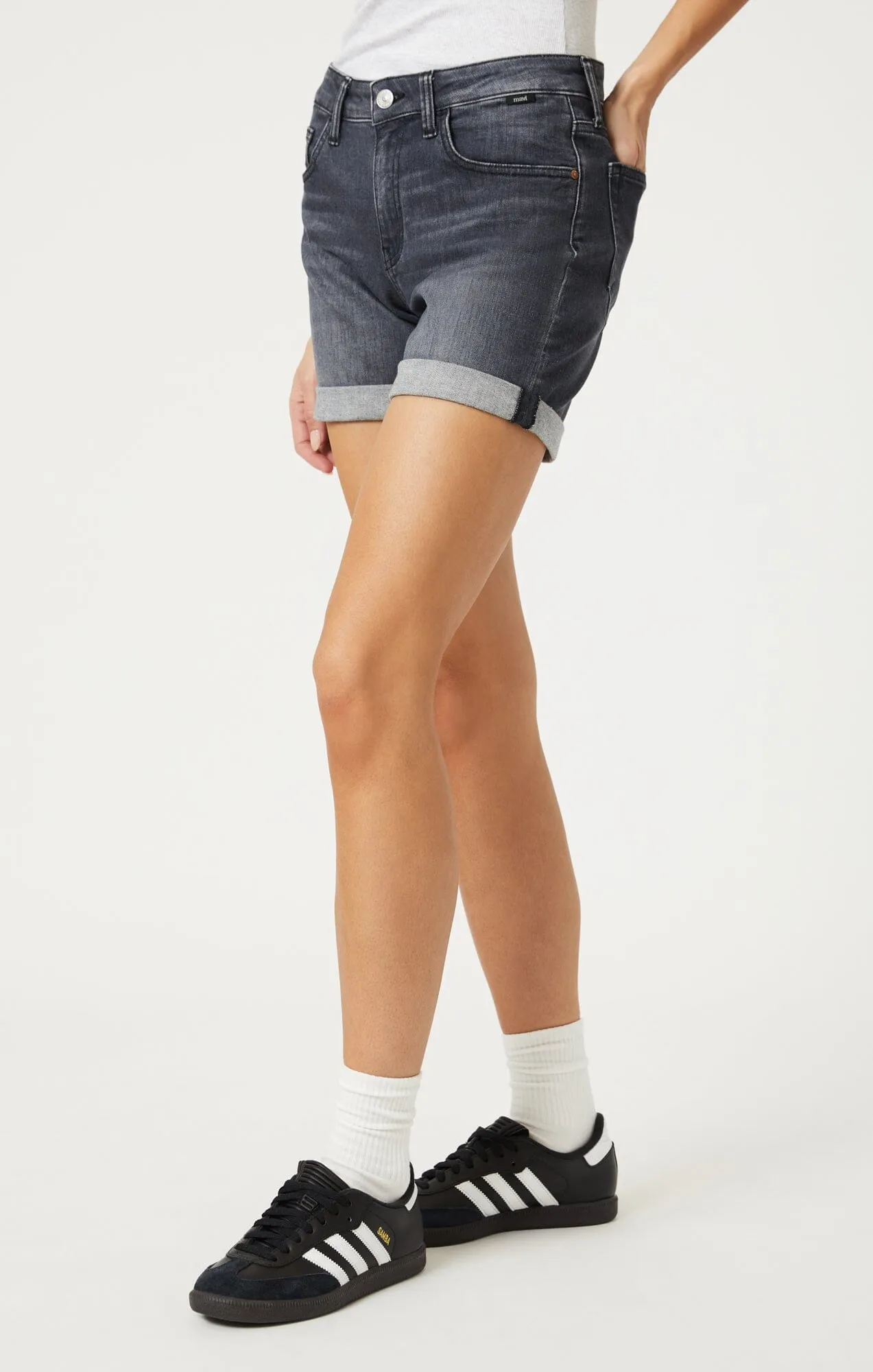 PIXIE SHORTS IN MID SMOKE BRUSHED FLEX BLUE