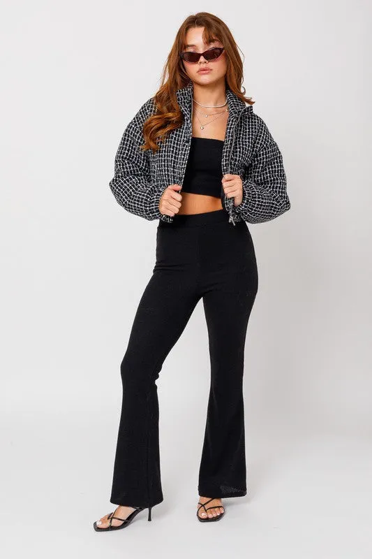 Plaid Crop Puffer Jacket