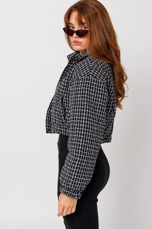 Plaid Crop Puffer Jacket