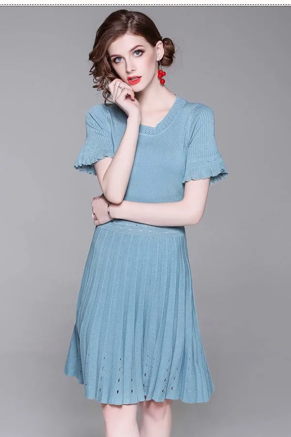 Pleated Viscose and Tencel Dress