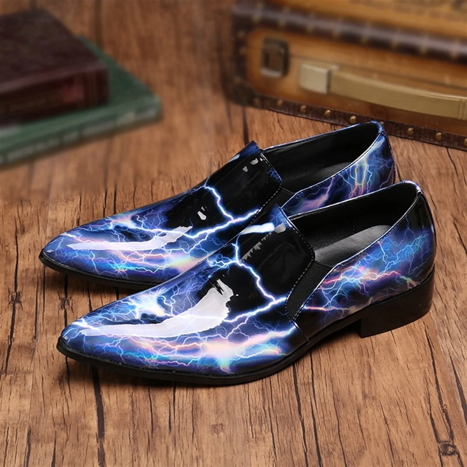 Pointed Low Top Slip on 3cm Heel Men Oxford Shoes