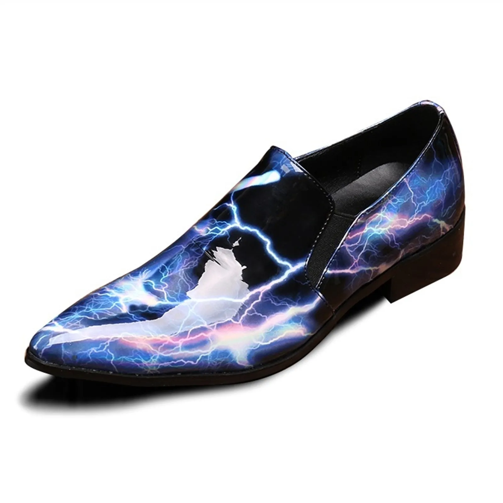 Pointed Low Top Slip on 3cm Heel Men Oxford Shoes