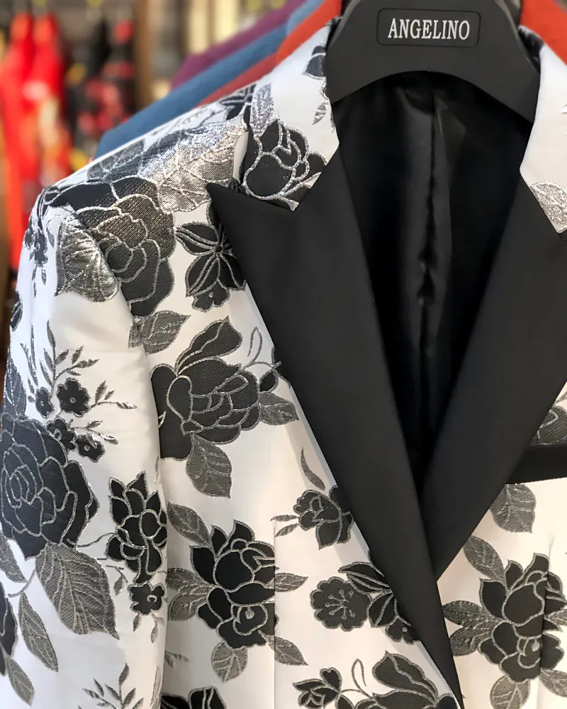 Prom Blazer - Floral Black & Silver - Prom - Tuxedo