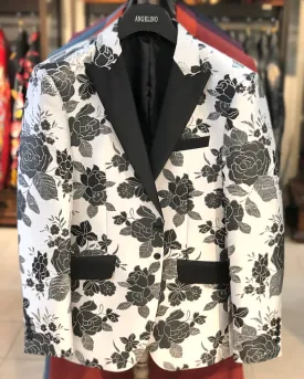 Prom Blazer - Floral Black & Silver - Prom - Tuxedo