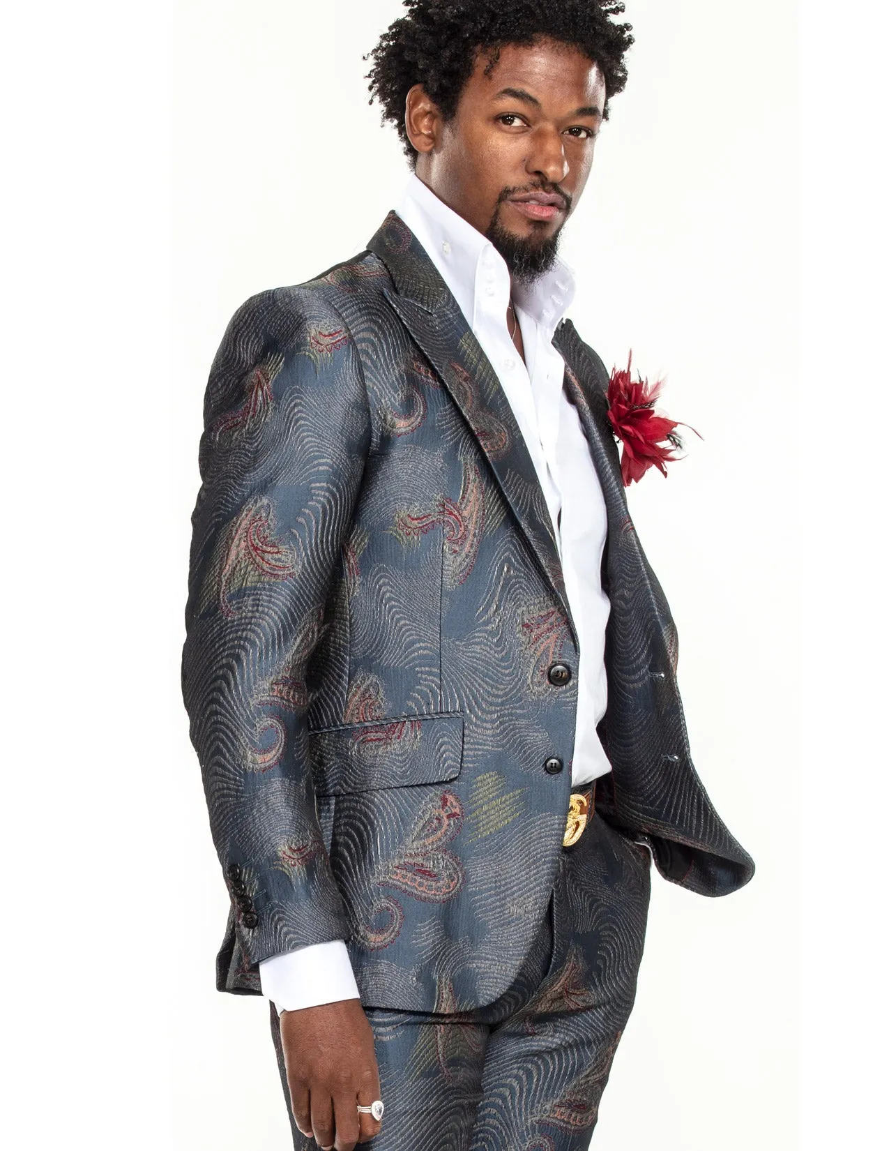 Prom Suits for guys, paisley blue