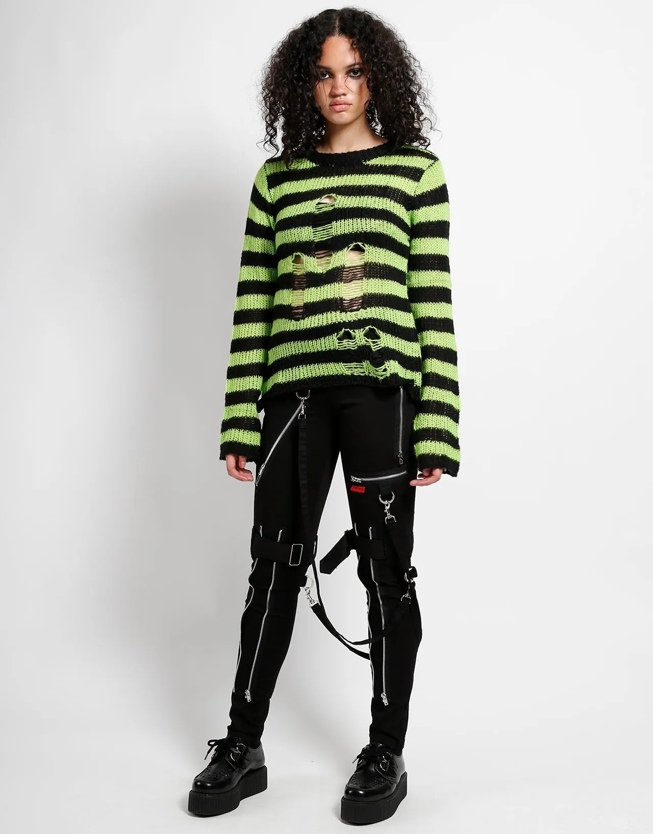 RAG STRIPE SWEATER LIME