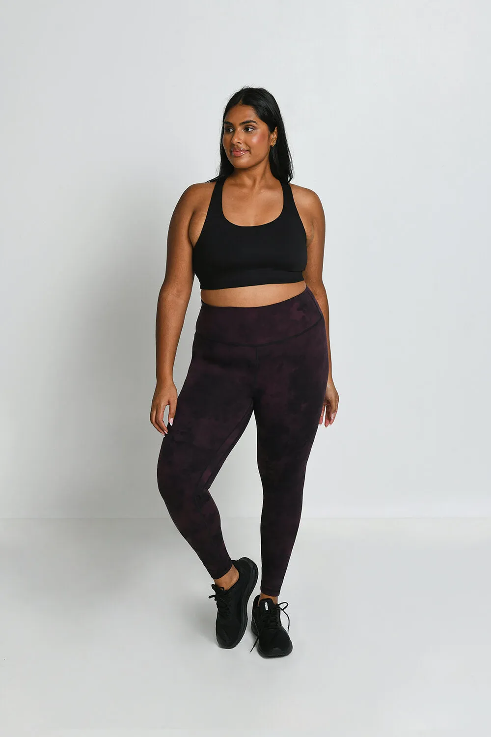 Revitalise High Waisted Leggings - Dark Cherry Tie Dye