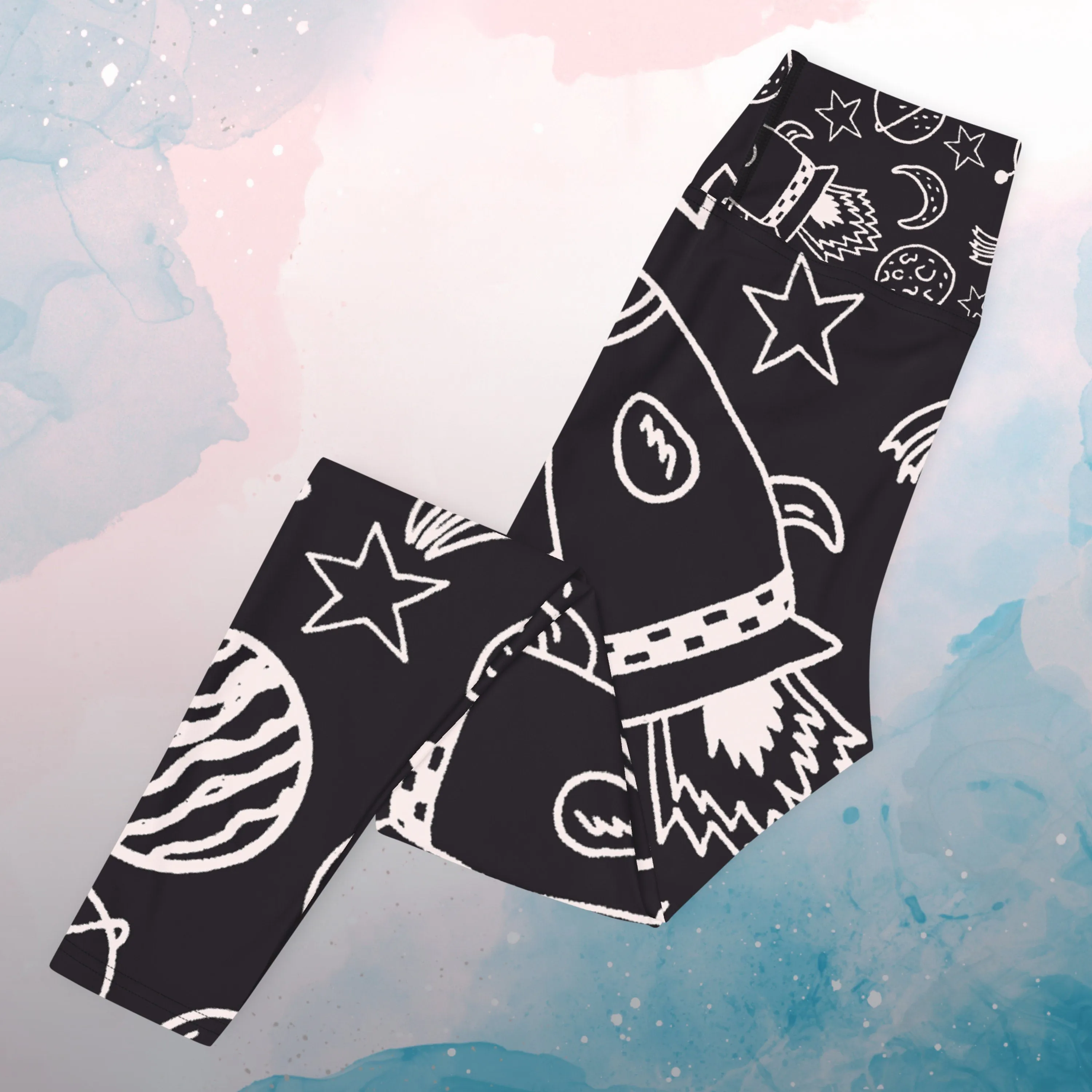 Rocket Ships and Planets Womens Light Weight Yoga Leggings