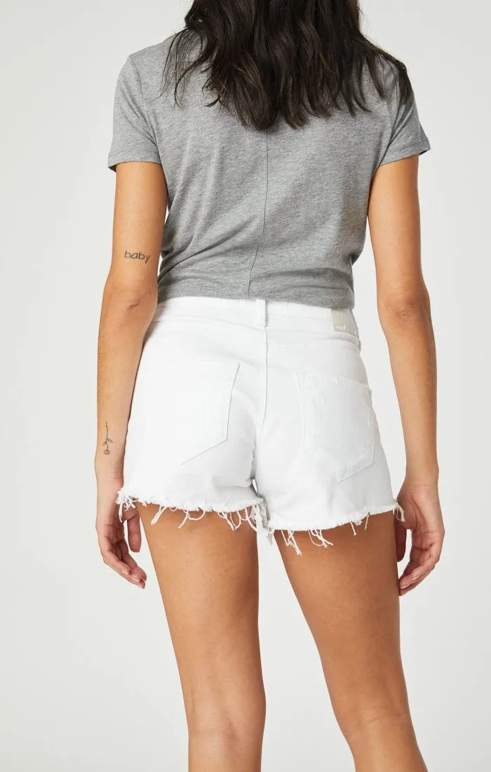 ROSIE BOYFRIEND SHORT IN WHITE RIPPED STRETCH