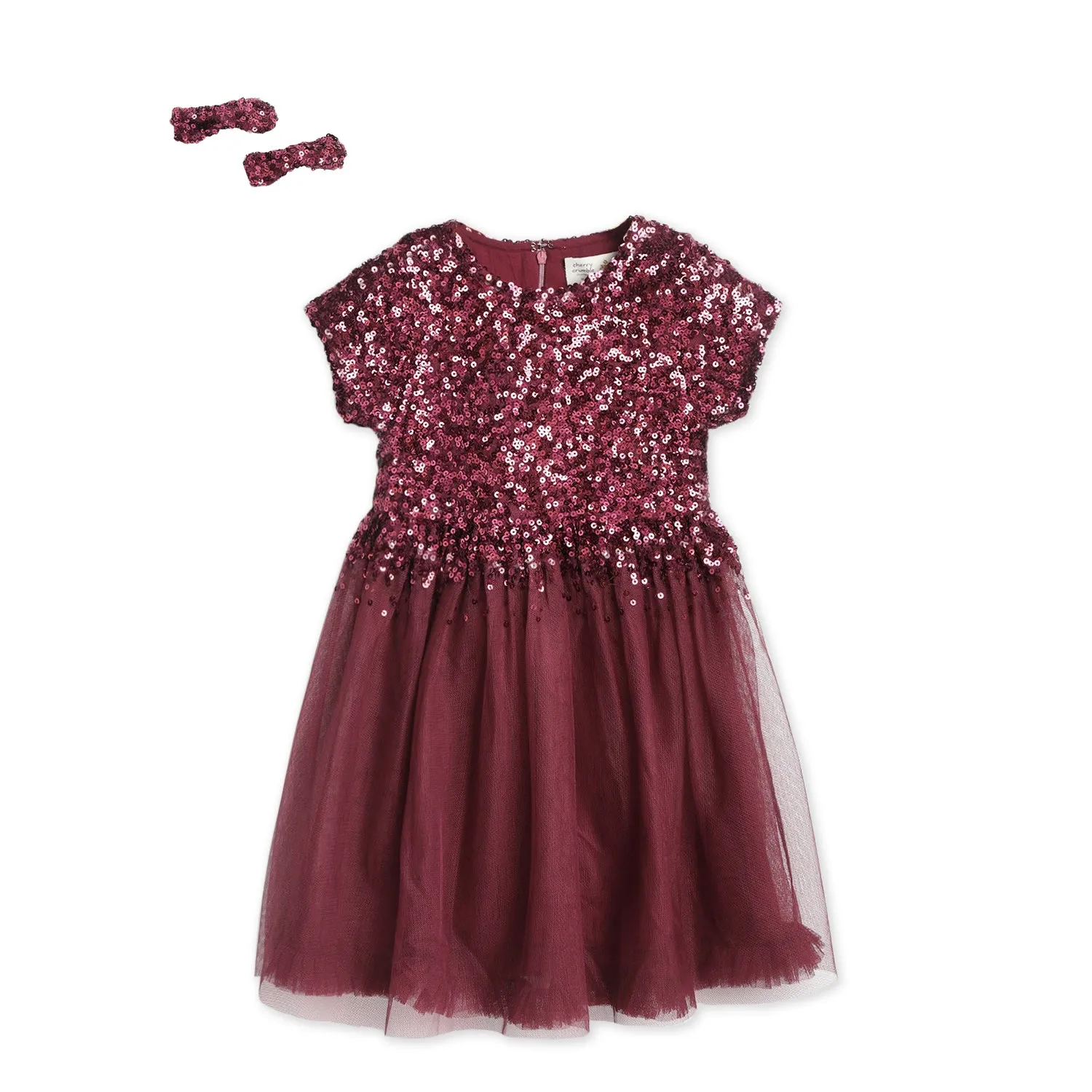 Rouge Sequins Dress With Bow And Clip