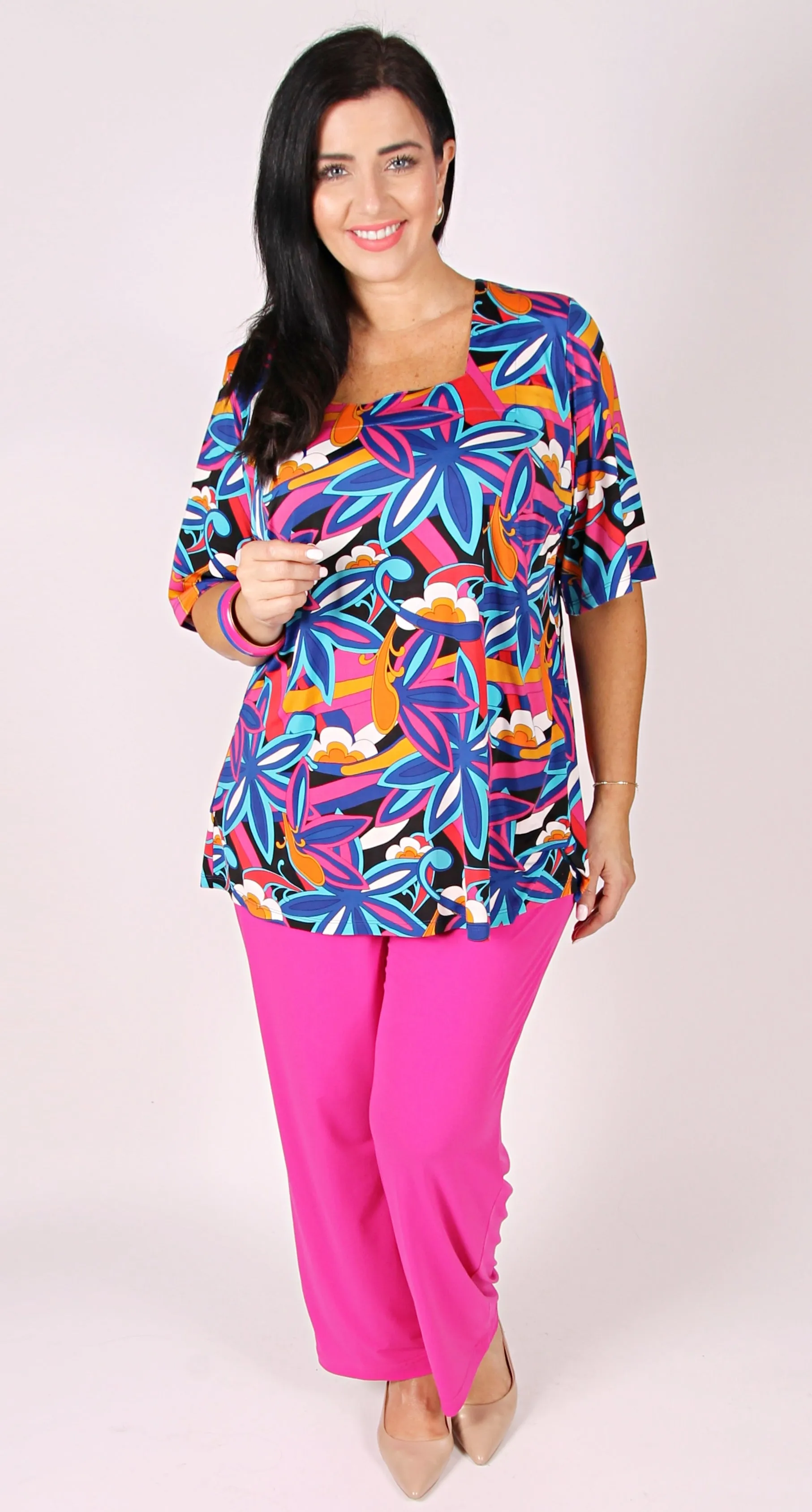 Sally Square Neck Top Fun Colours