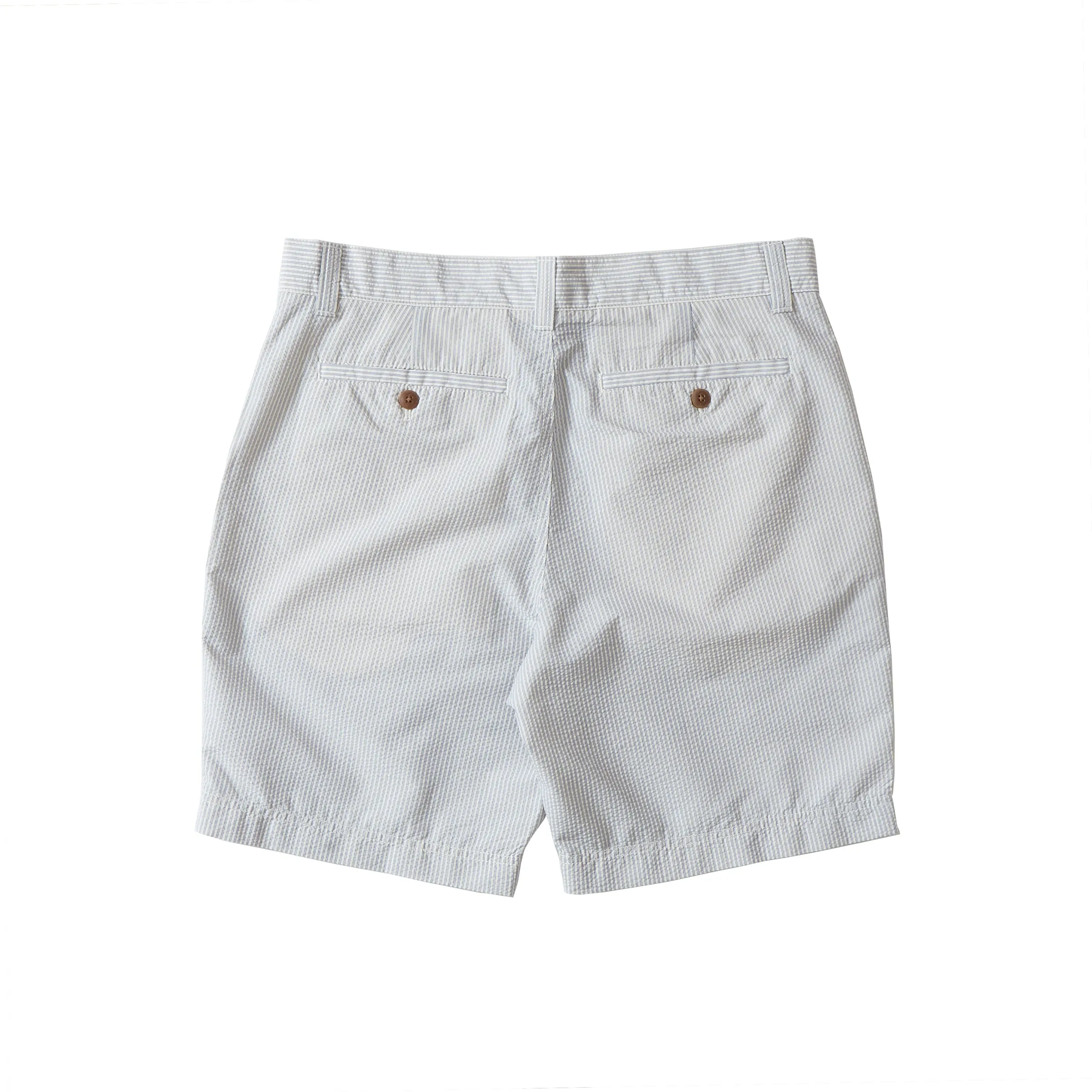 Seersucker Drawcord Shorts - Cream Blue Stripe (Final Sale)