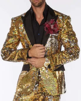 Sequin Suit:  New R. Gold/Silver. - Wedding - Tuxedo - Prom