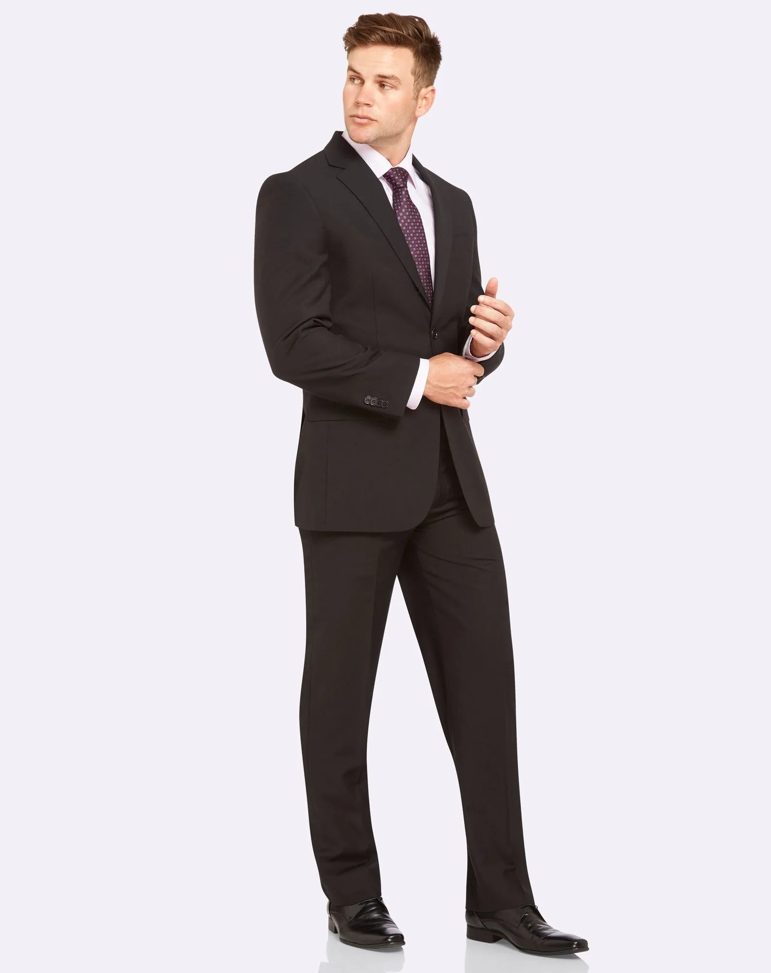 Single Breasted Semi Slim Black Suit Set