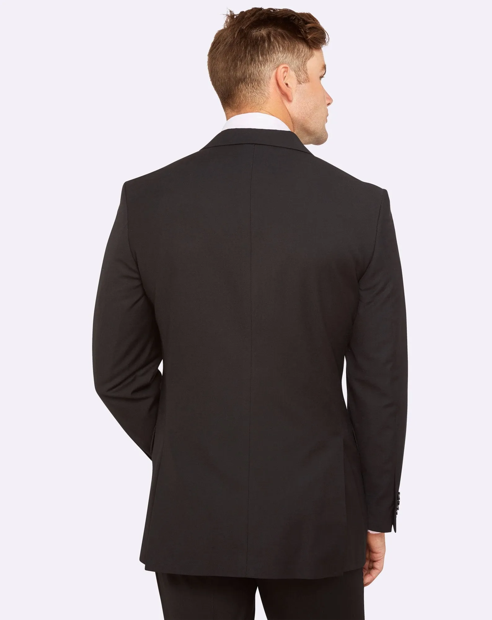 Single Breasted Semi Slim Black Suit Set