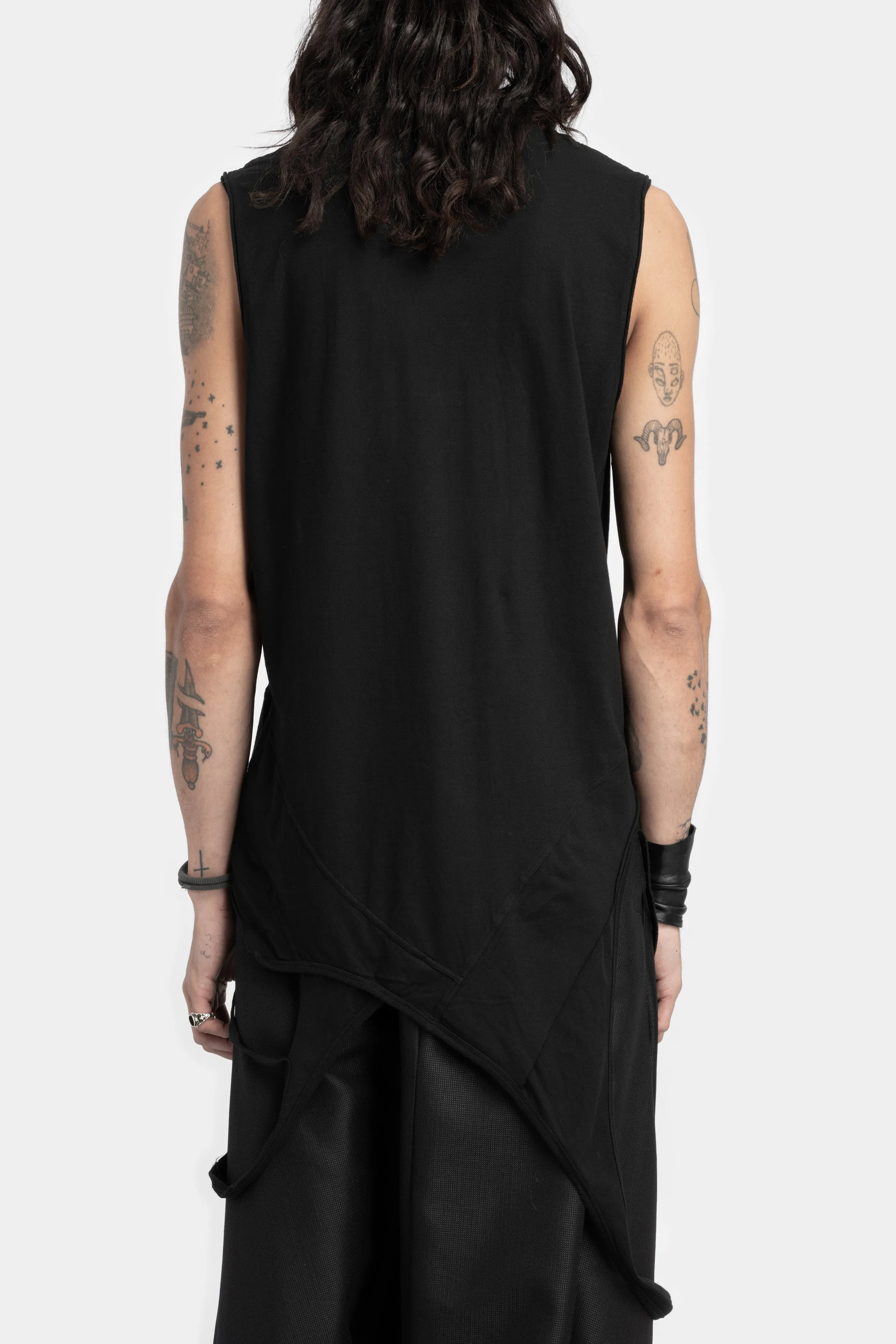 Sleeveless straps T-Shirt, Black