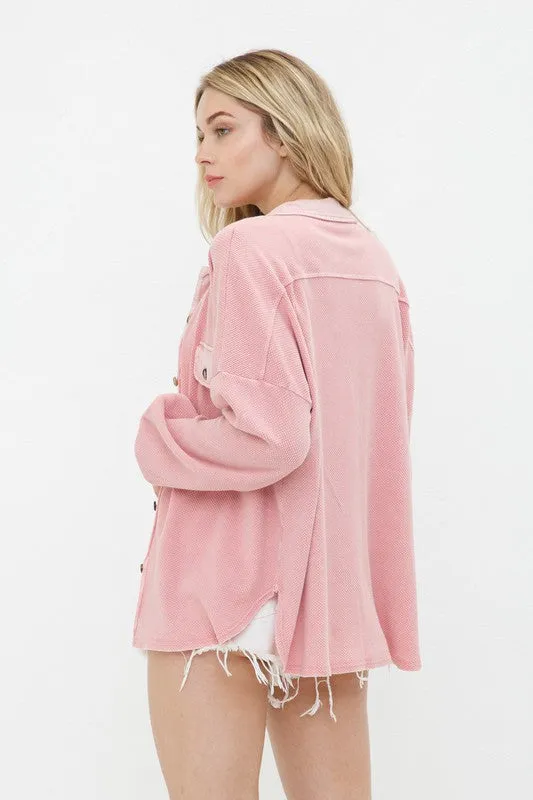 Textured Knit Shirt Jacket