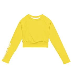 THE ESSENTIAL, SOFT AND STRETCHY,  LONG SLEEVE FITTED CROP TOP BRIGHT YELLOW