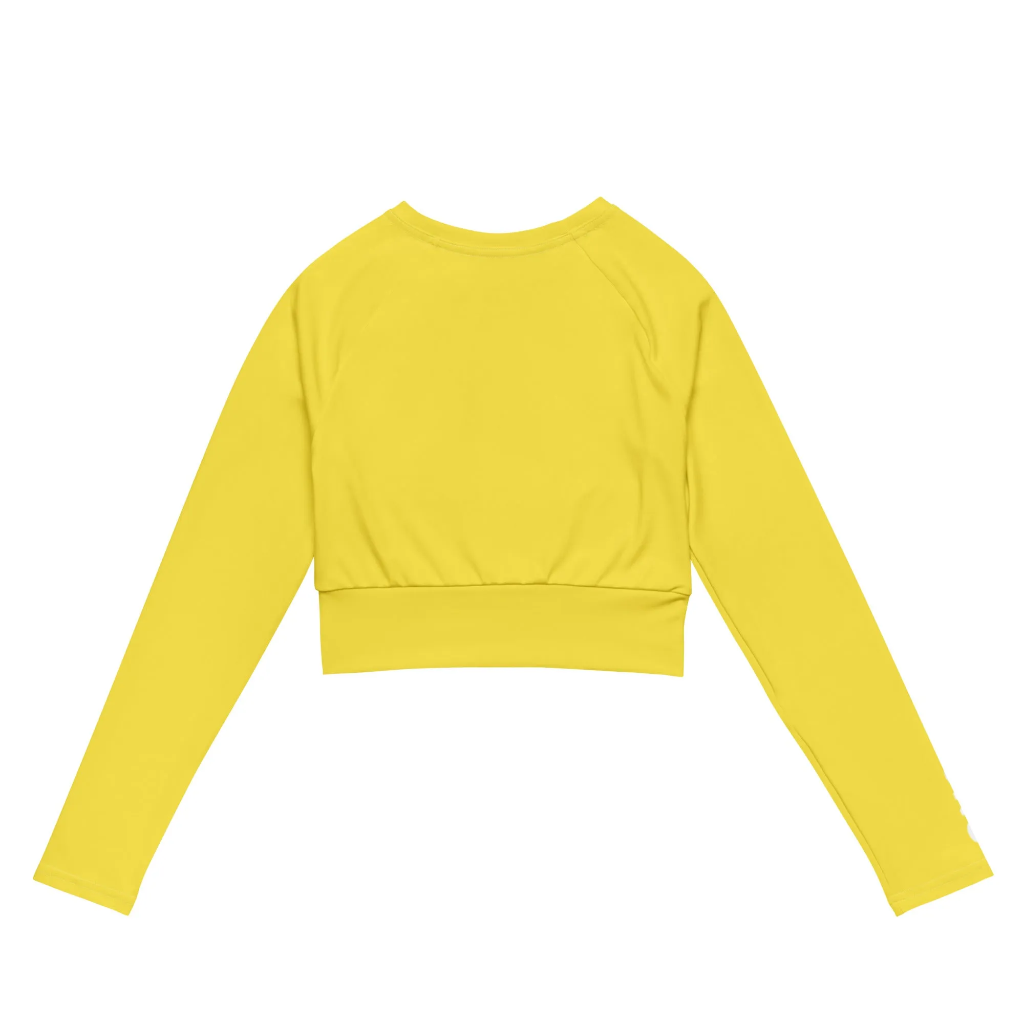 THE ESSENTIAL, SOFT AND STRETCHY,  LONG SLEEVE FITTED CROP TOP BRIGHT YELLOW