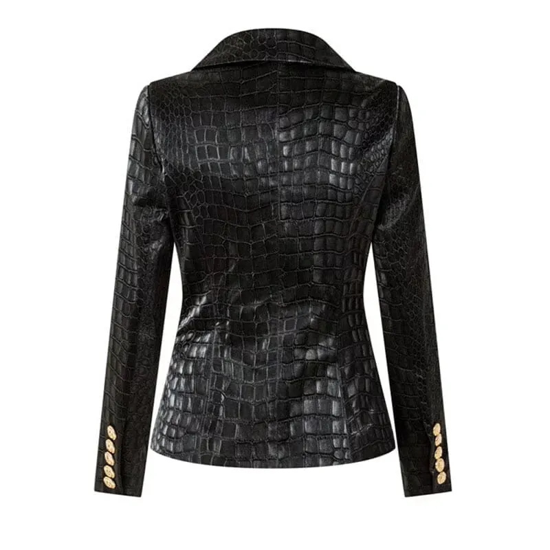 The Everglades Faux Leather Long Sleeve Blazer