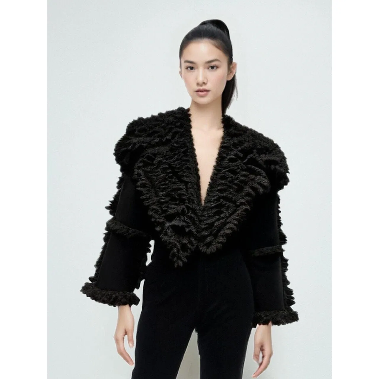 The Gothica Oversized Cropped Faux Fur Winter Jacket