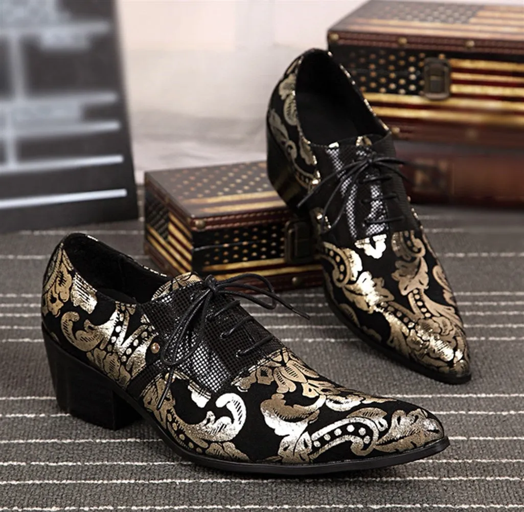 Two Tones Pointed Lace up Printed Men Oxfords