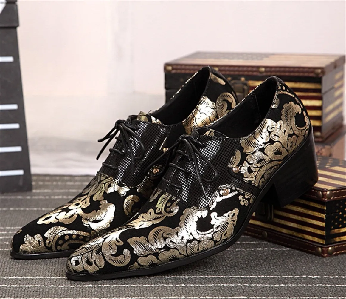 Two Tones Pointed Lace up Printed Men Oxfords