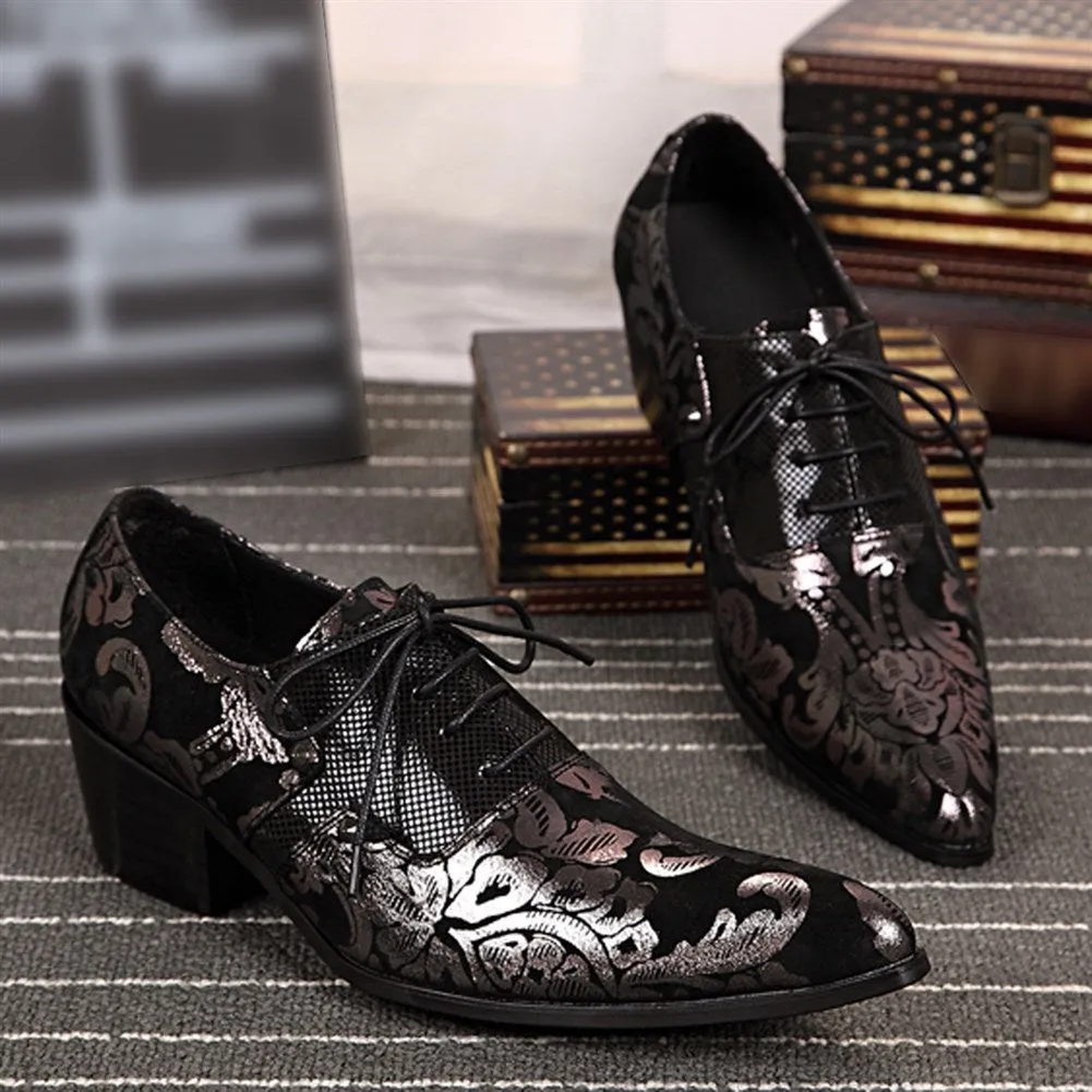 Two Tones Pointed Lace up Printed Men Oxfords