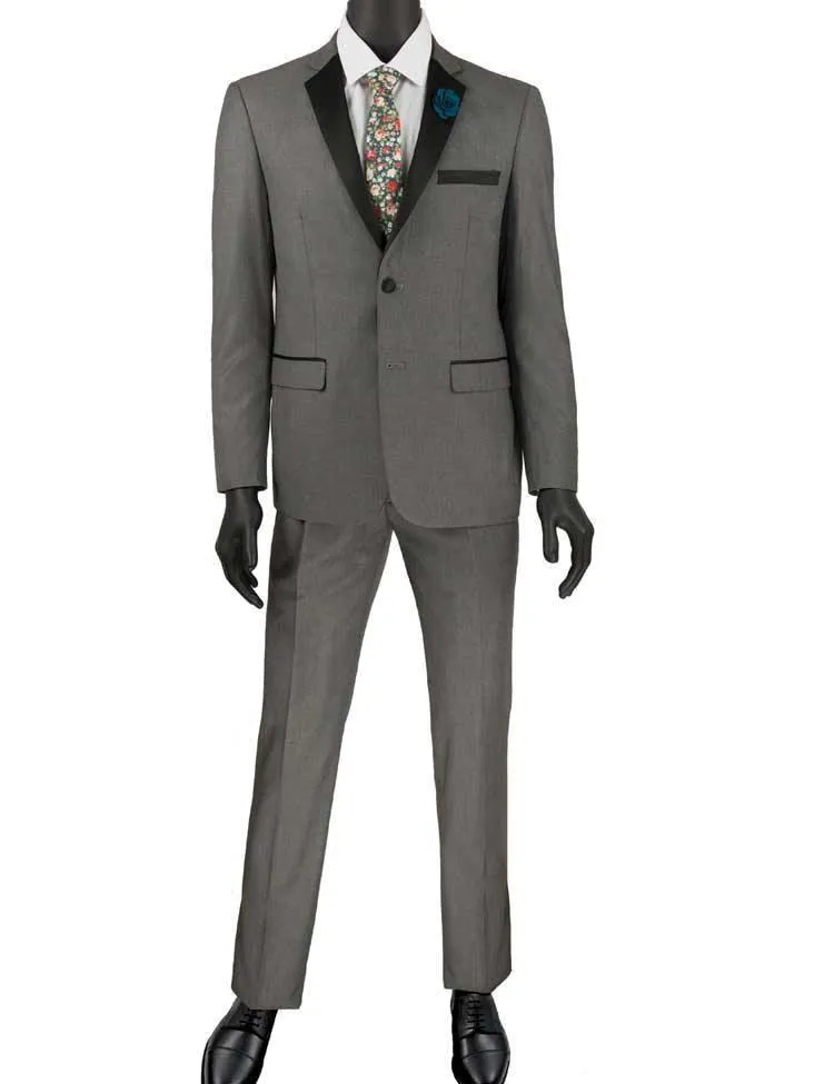 Ultra Slim Fit Gray with Black Lapel 2 Piece Tuxedo