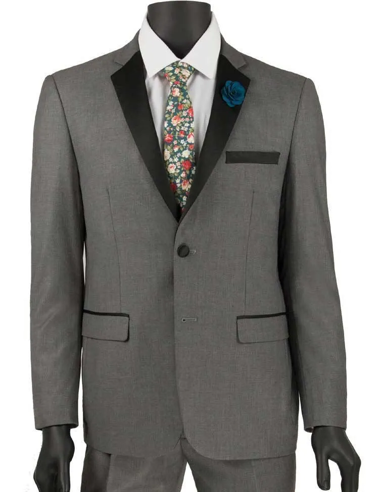 Ultra Slim Fit Gray with Black Lapel 2 Piece Tuxedo