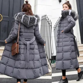 Warm Cotton-Padded Long Sleeve  Winter Jacket Long Hooded 2019 Fashion Snow Clothing Parkas Women