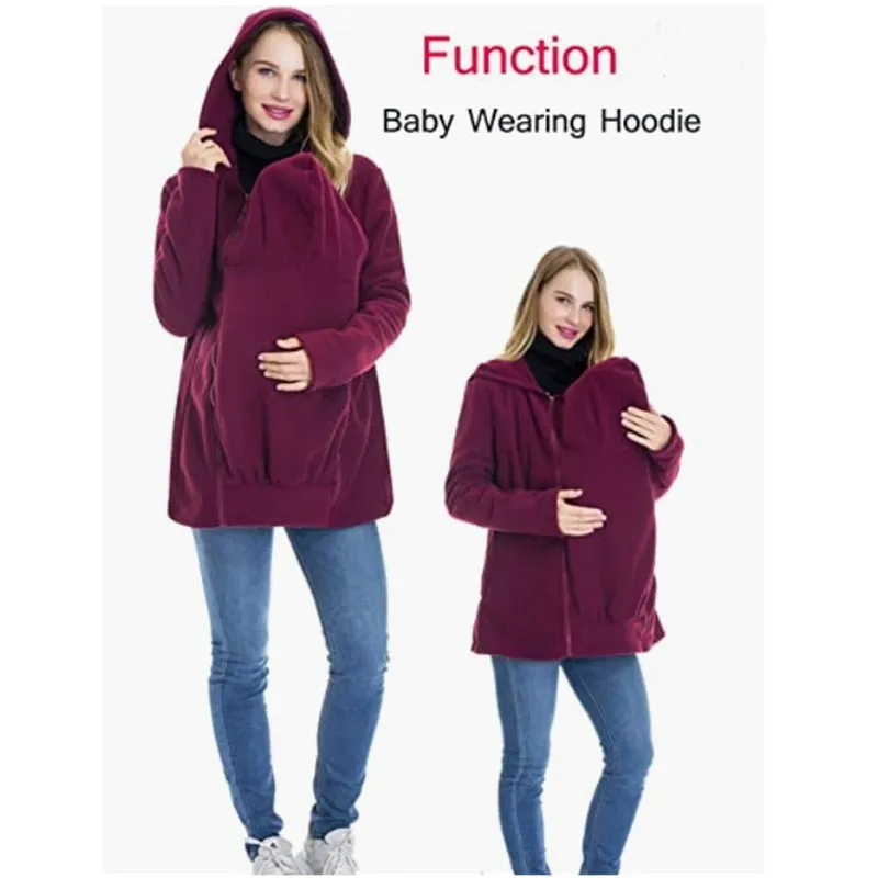 Warm Maternity Jacket/ Baby Carrier Kangaroo Pouch Hoodie