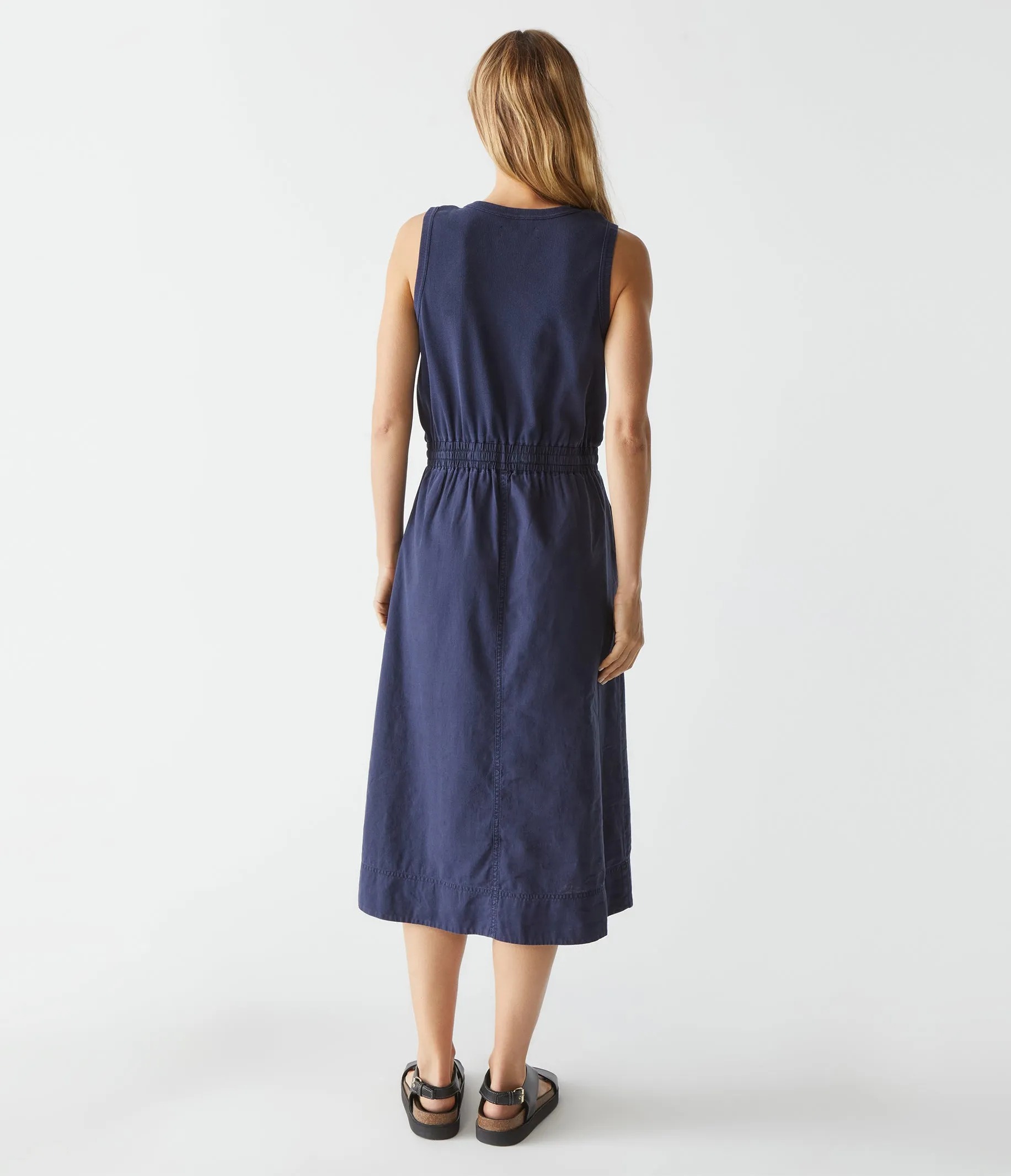 Wilhelmina Mixed Fabric Midi Dress