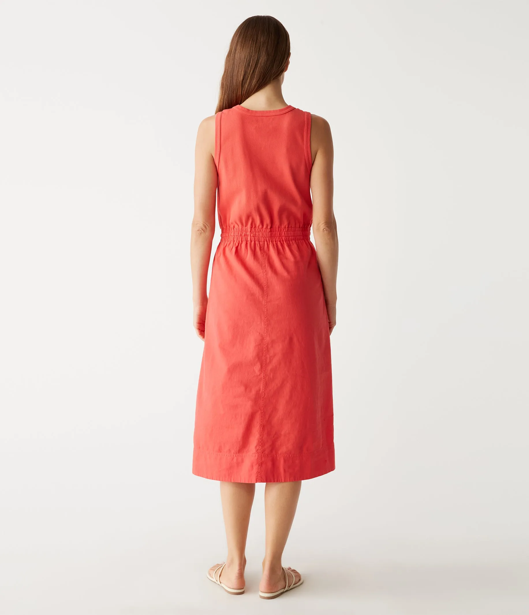 Wilhelmina Mixed Fabric Midi Dress