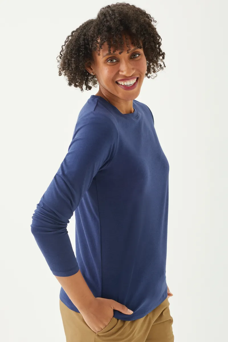 Women's Bamboo Cotton Long-Sleeve Crew Tee-All Sales Final