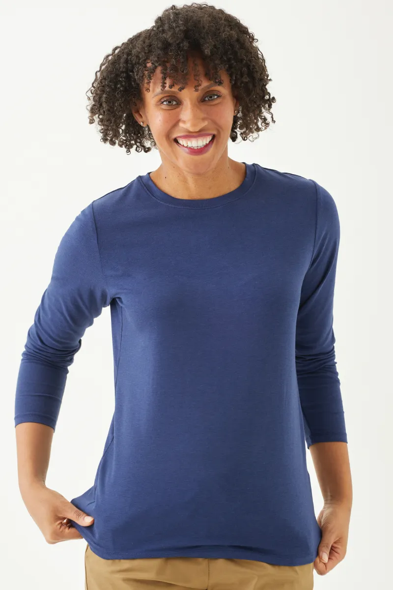 Women's Bamboo Cotton Long-Sleeve Crew Tee-All Sales Final