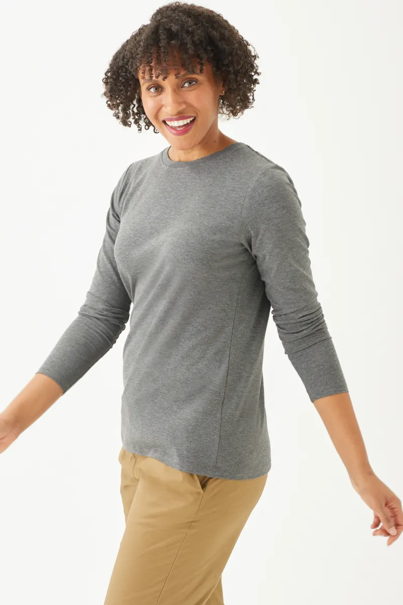 Women's Bamboo Cotton Long-Sleeve Crew Tee-All Sales Final