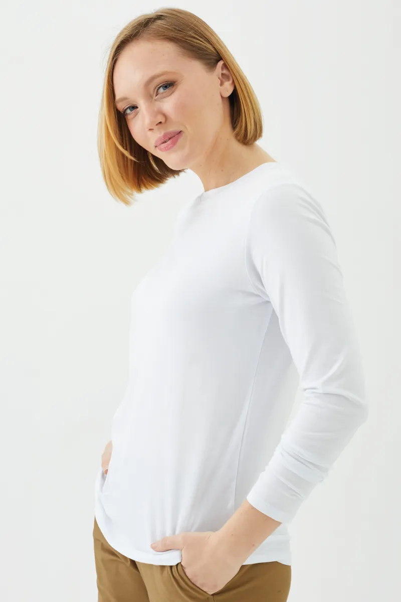 Women's Bamboo Cotton Long-Sleeve Crew Tee-All Sales Final