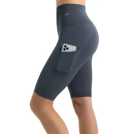 Women's Biker Shorts W/ Pockets - 10" Carbon Gray