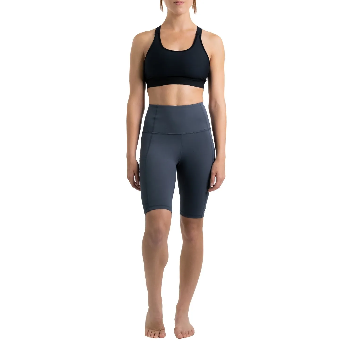 Women's Biker Shorts W/ Pockets - 10" Carbon Gray