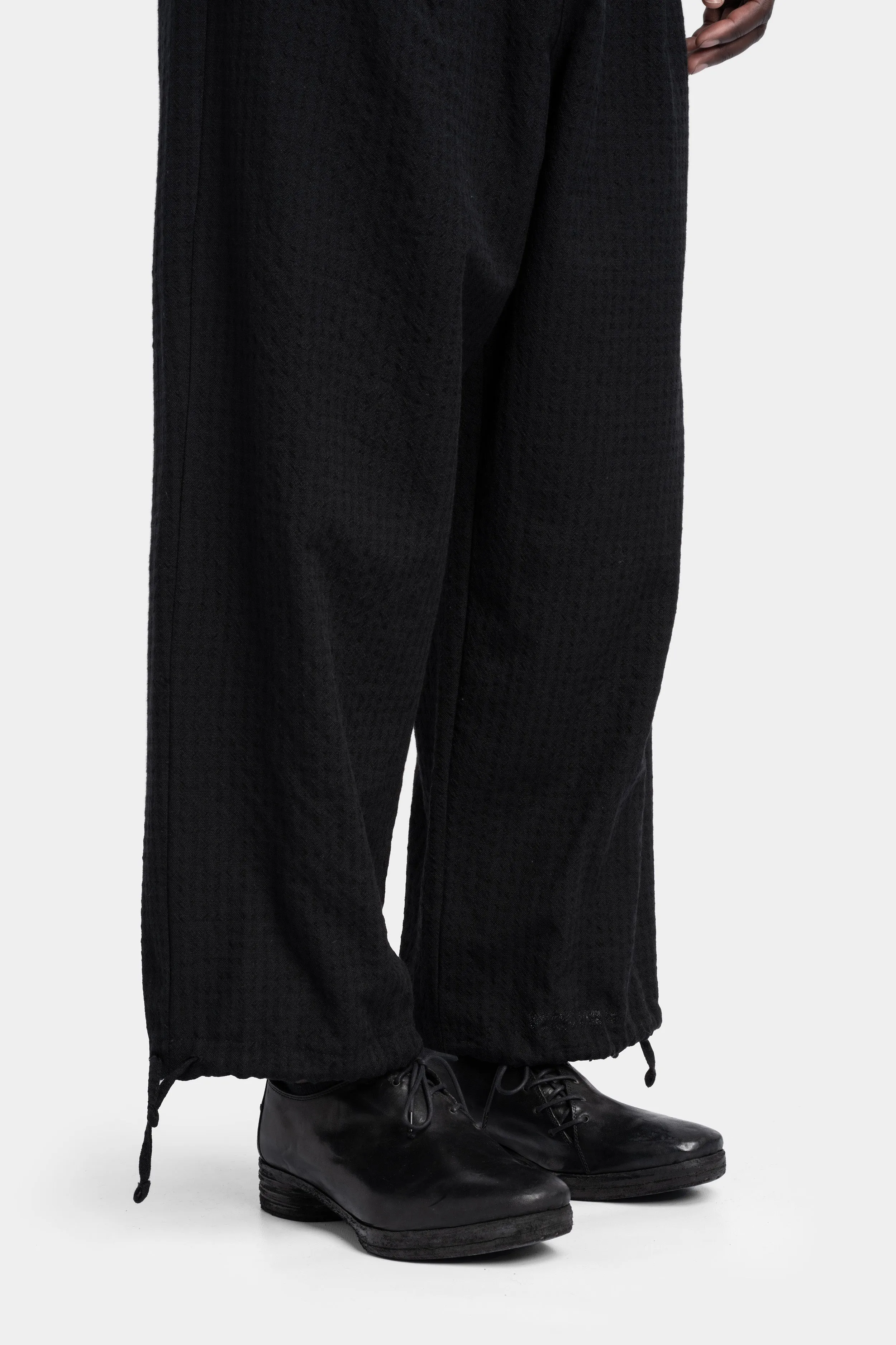 Wool & linen blend oversized pleated pants