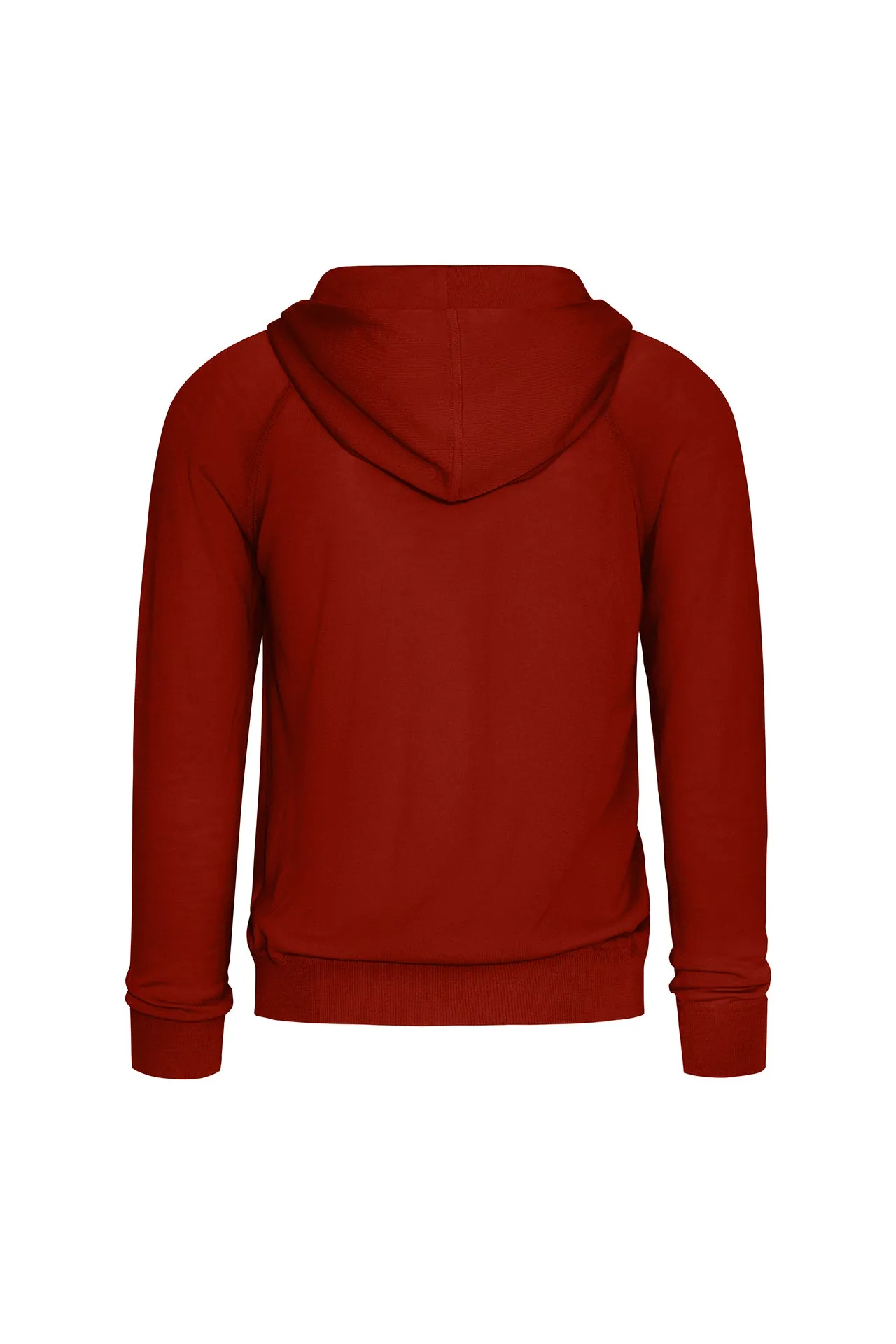 Wool Traveler Knit Zip-Front Hooded Sweater in Burnt Orange