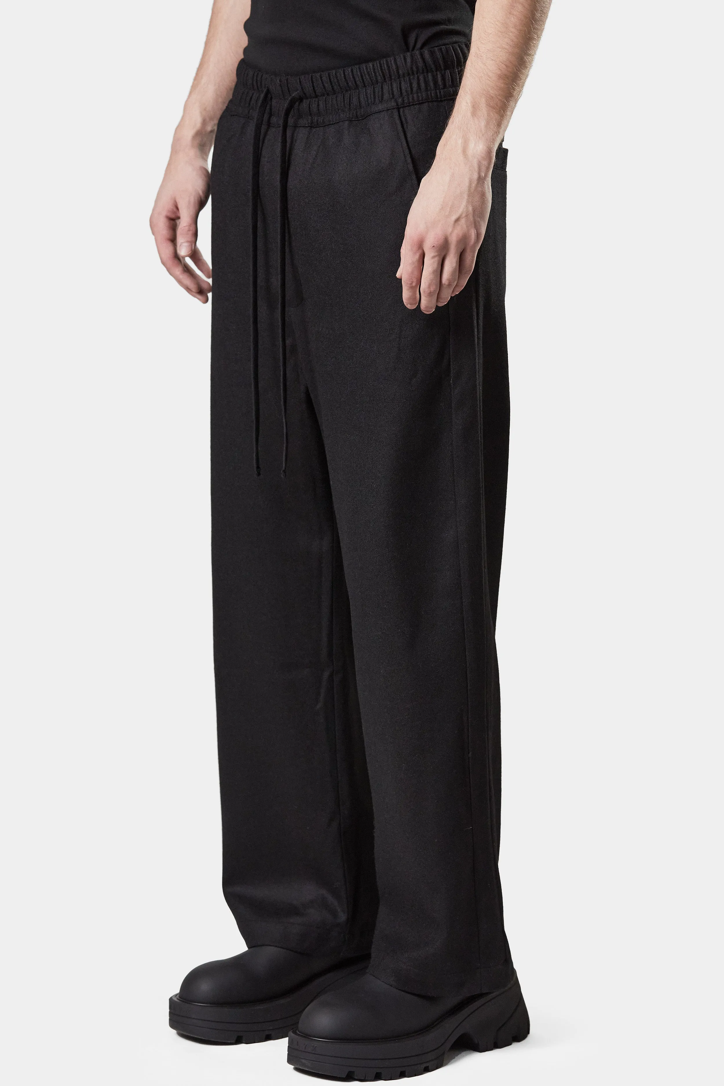 Wool wide drawstring pants