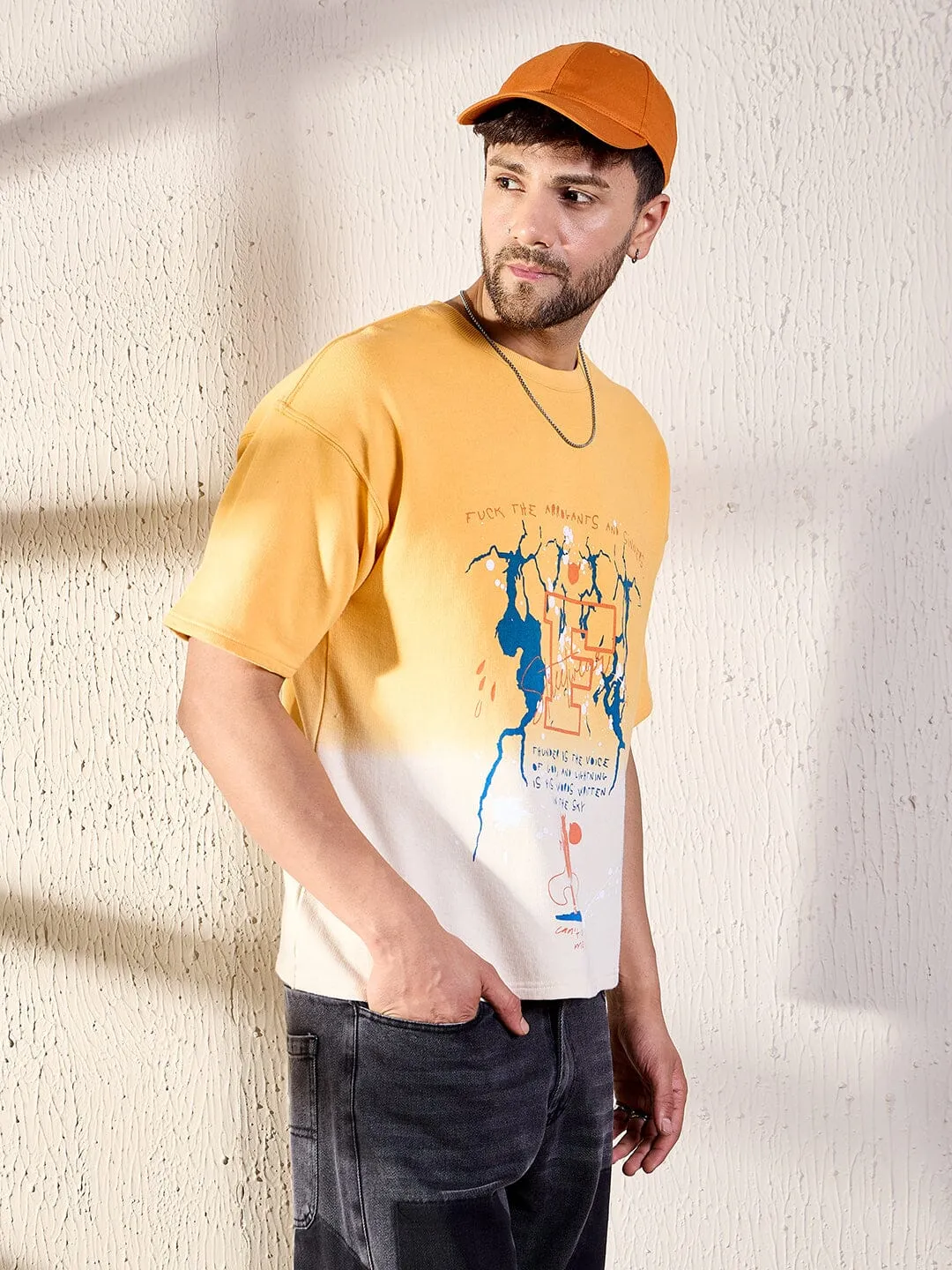 Yellow Ombre Oversized Graphic Tshirt