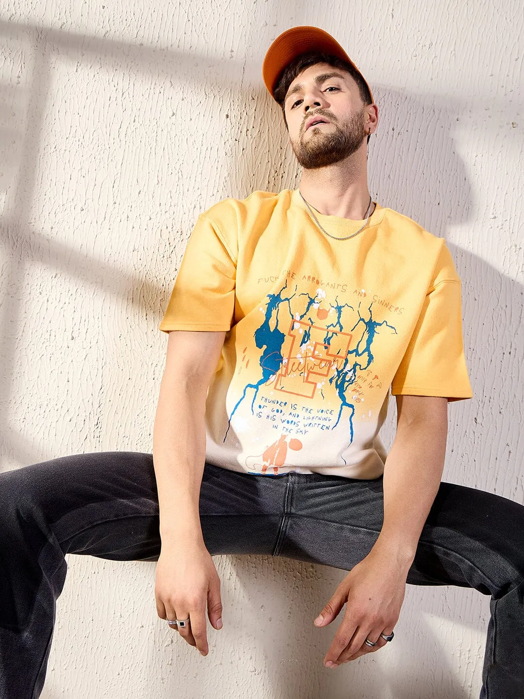 Yellow Ombre Oversized Graphic Tshirt