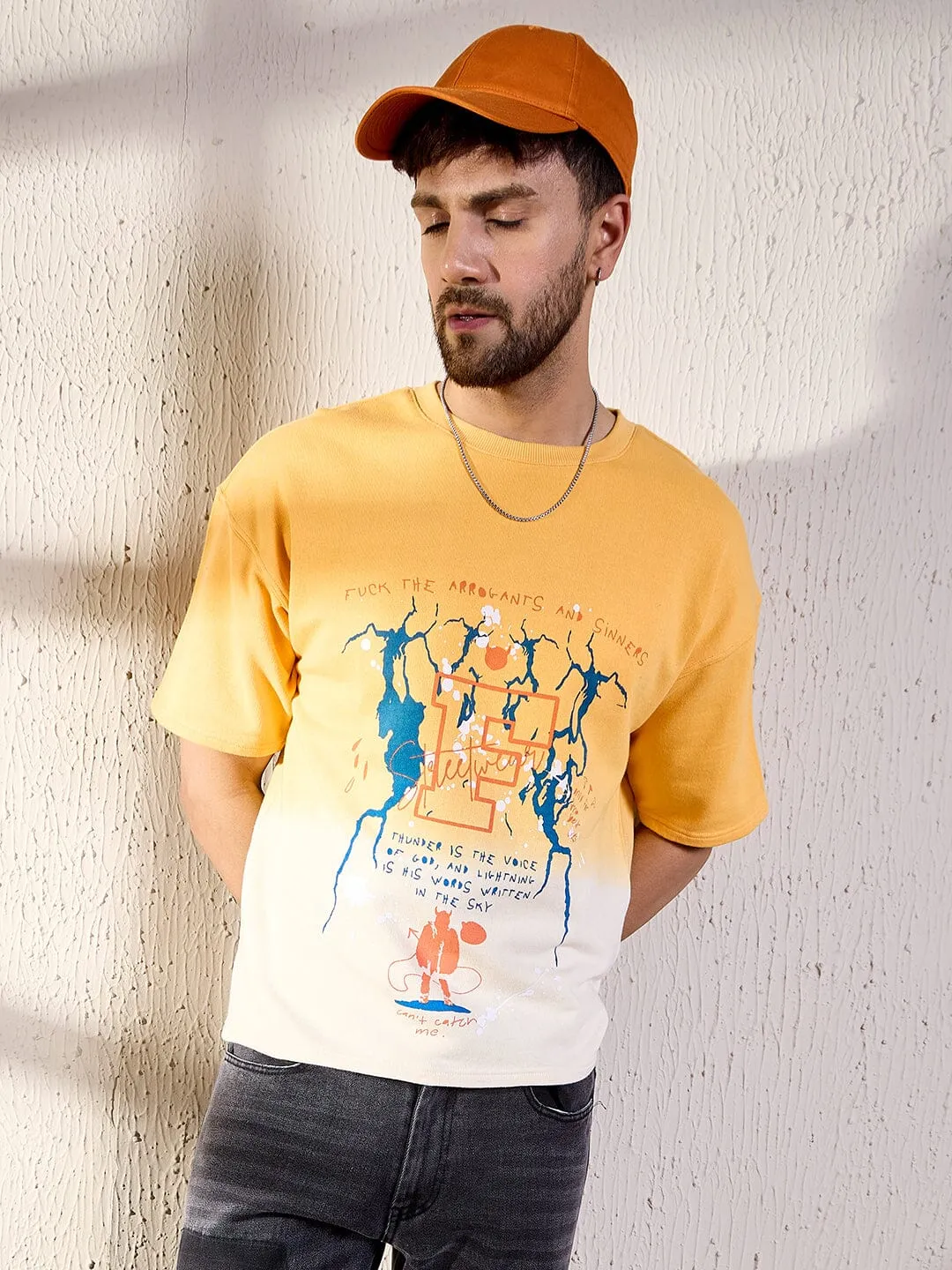 Yellow Ombre Oversized Graphic Tshirt